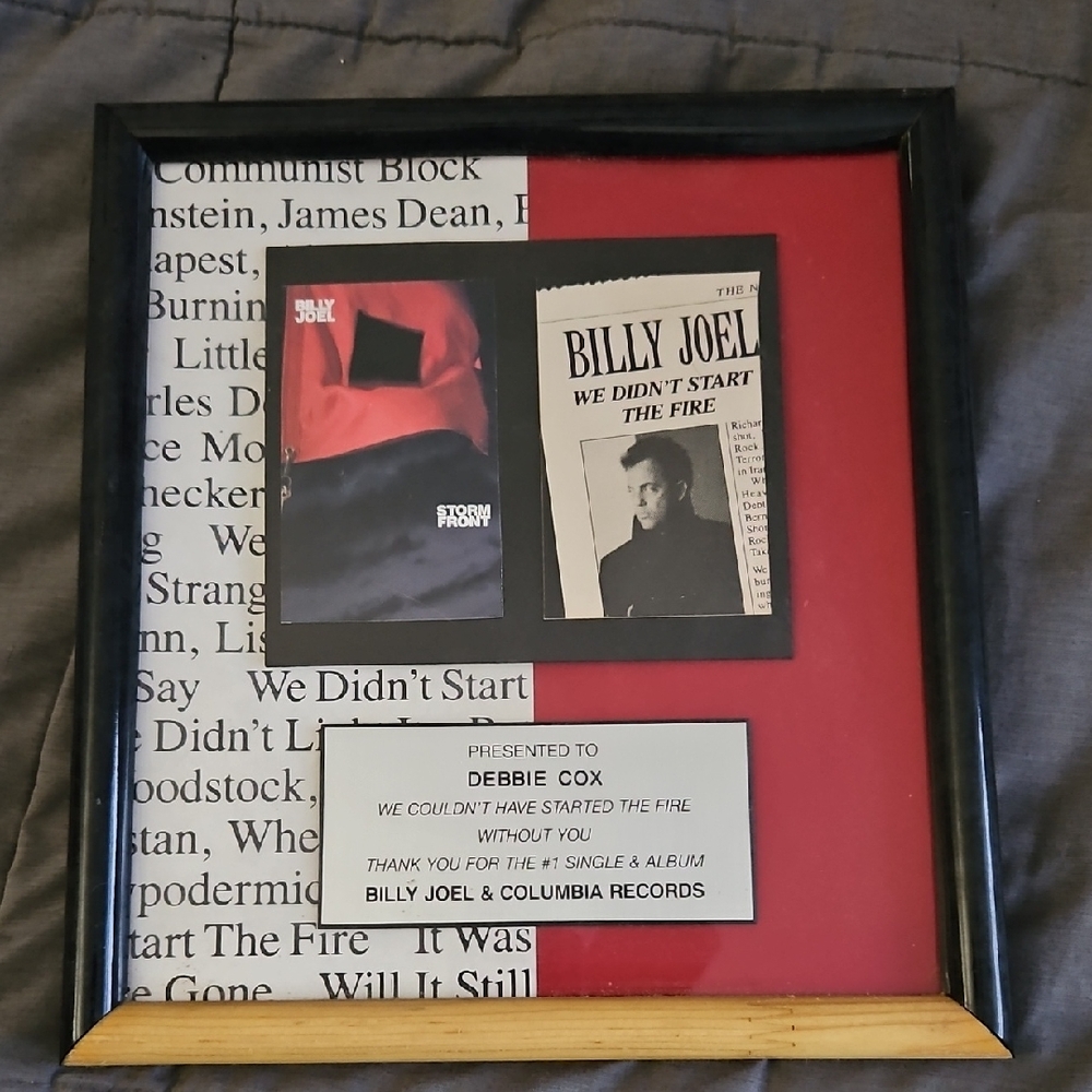 Billy Joel Columbia Records RARE Award Plaque Billboard #1 Single Album unique